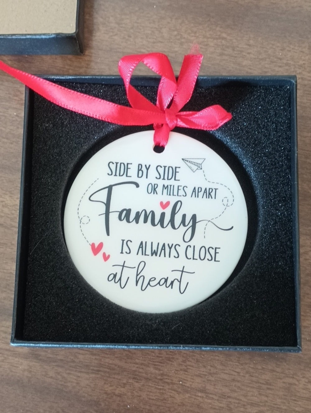 Family Is Always Close at Heart Ceramic Holiday Ornament - White